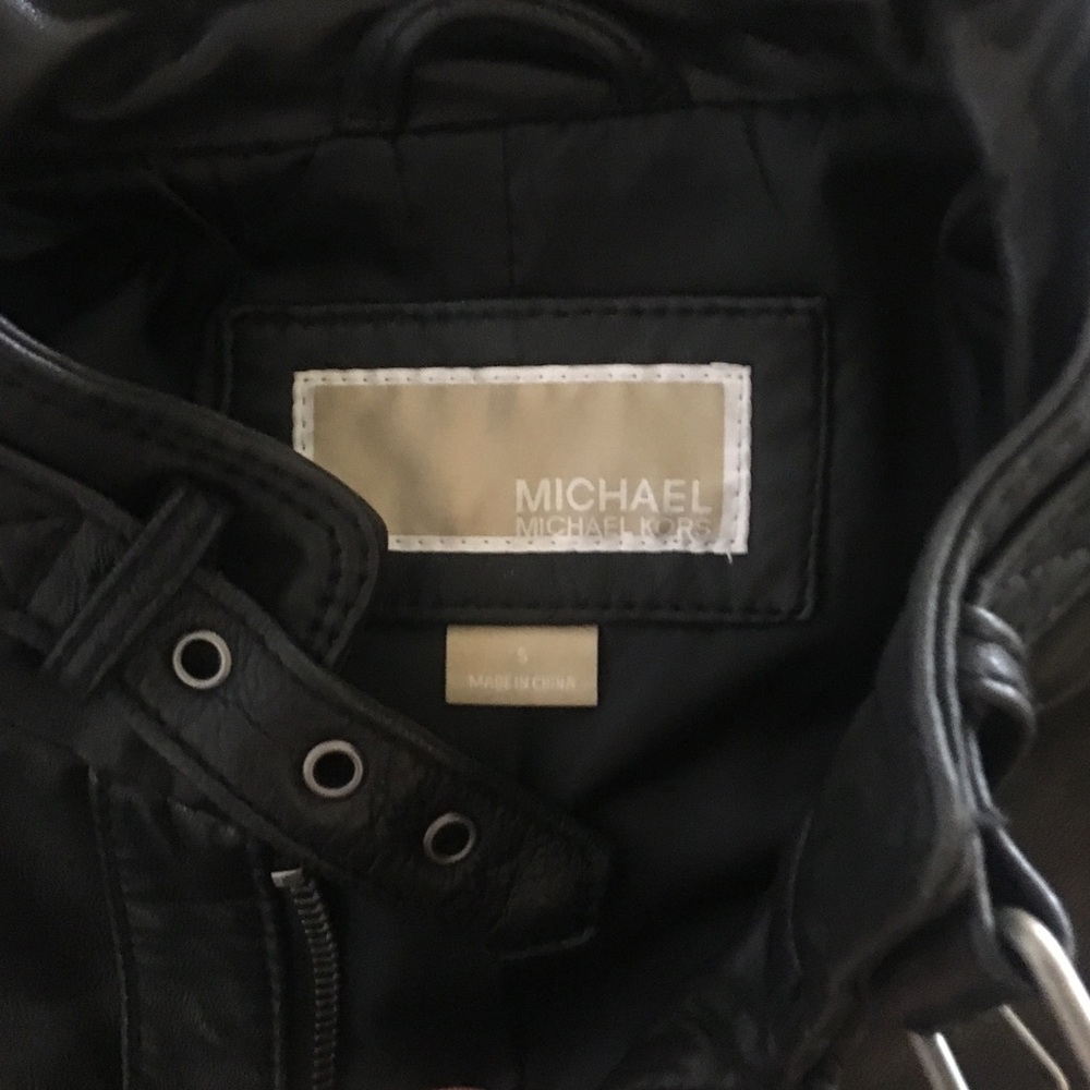 NWOT MICHAEL Michael Kors Blk leather Moto jacket - Picture 4 of 4
